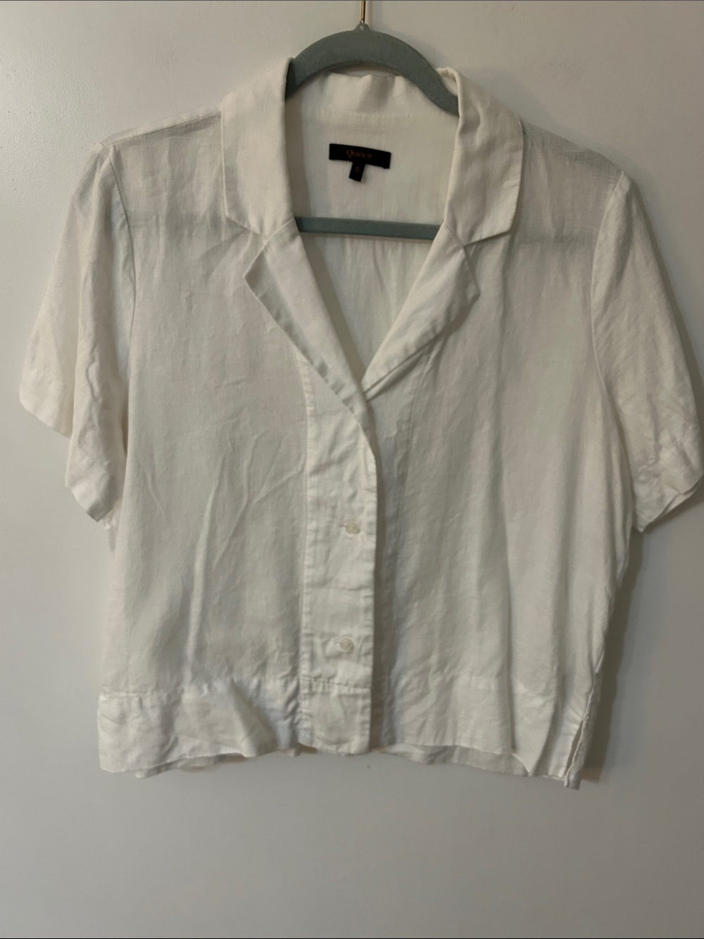 Quince 100% European Linen Short Sleeve Shirt Boxy Relaxed Fit White Size Small